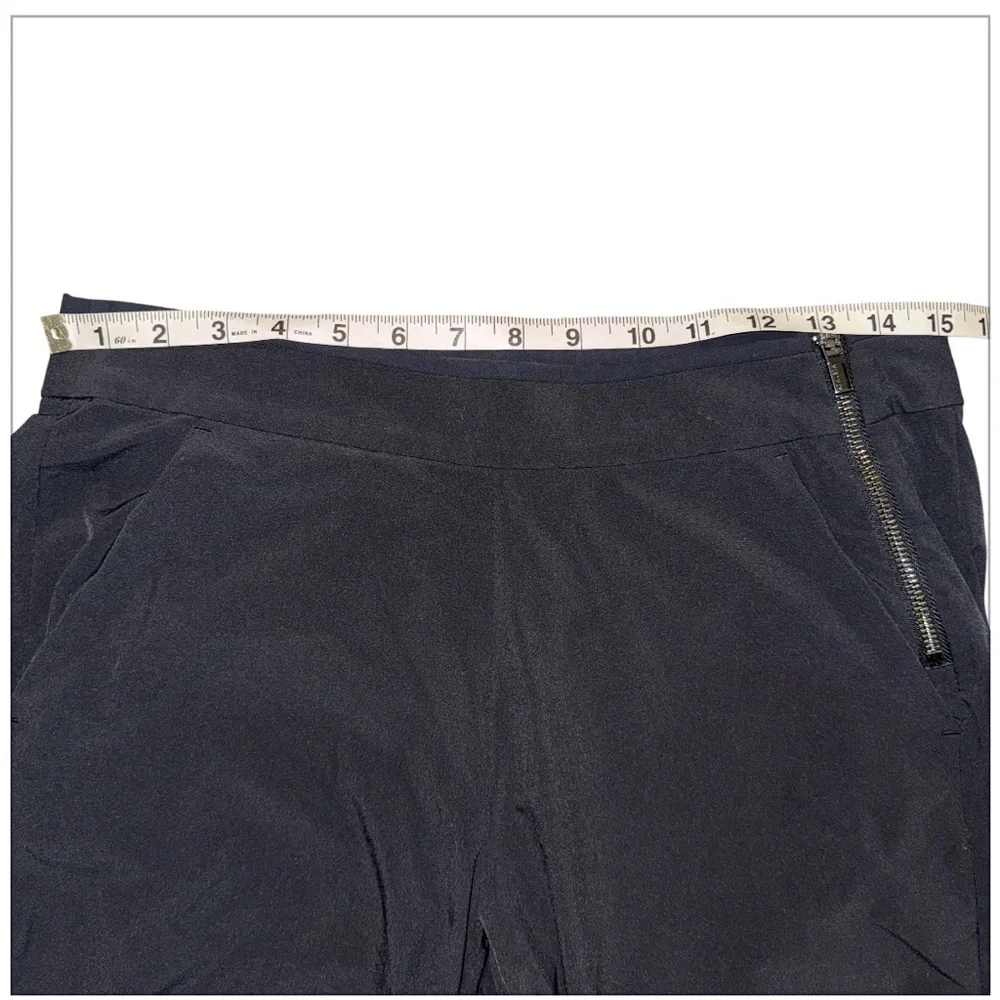 Athleta Gramercy Track Wide Leg Pants Black Size 4 Side Zip Snap Hem Trouser - Picture 5 of 7